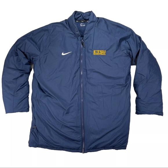 Nike Mens Size XL Puffer Bomber Goose Down Jacket Coat ETSU Winter Basketball - Picture 1 of 12